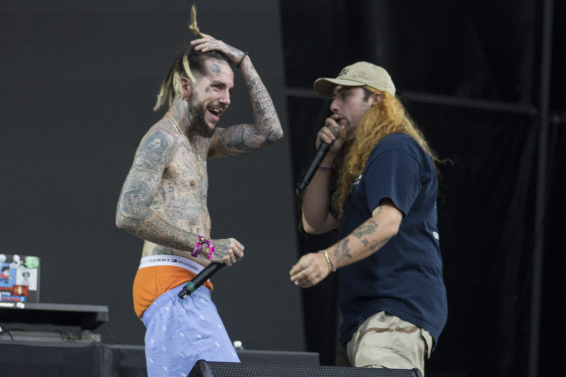 $uicideboy$ performing at Lollapalooza on Aug. 3, 2017