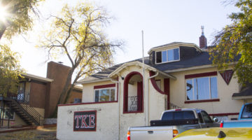 A TKE fraternity house stands.