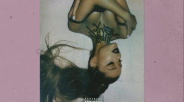 Ariana Grande's album cover for "thank u, next", she lies down while hugging herself.