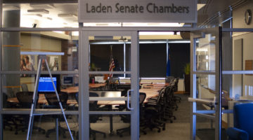 The Laden Senate Chambers in the Joe Crowley Student Union.