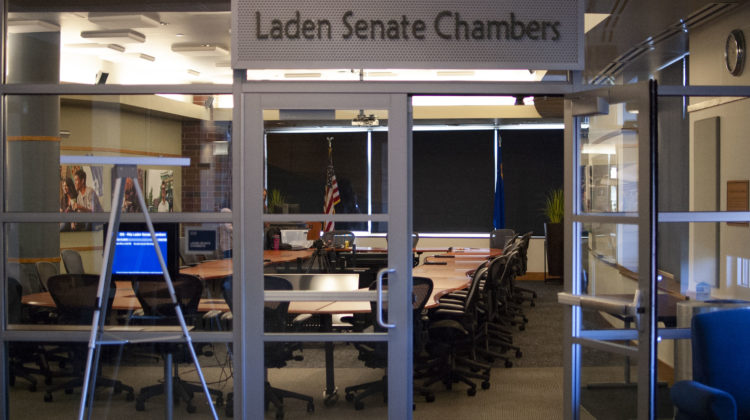 The Laden Senate Chambers in the Joe Crowley Student Union.