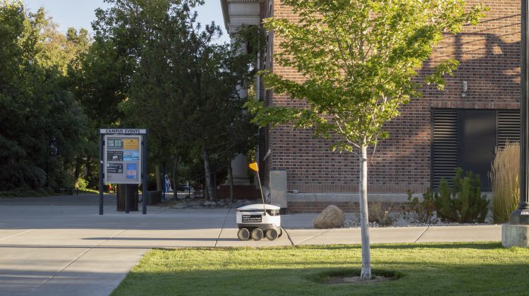 A food delivery robot on the campus of UNR.